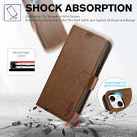 iPhone 14, [RFID Blocking] 4 Card Holder Stand [Shockproof TPU Interior Shell], PU Leather Magnetic Protective Flip Cover 6.1" 2022, Black - 7DAY'S