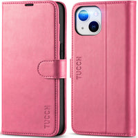 iPhone 14, [RFID Blocking] 4 Card Holder Stand [Shockproof TPU Interior Shell], PU Leather Magnetic Protective Flip Cover 6.1" 2022, Black - 7DAY'S
