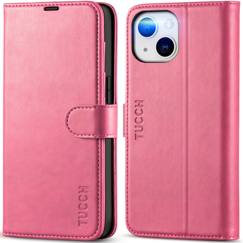 iPhone 14, [RFID Blocking] 4 Card Holder Stand [Shockproof TPU Interior Shell], PU Leather Magnetic Protective Flip Cover 6.1" 2022, Black - 7DAY'S