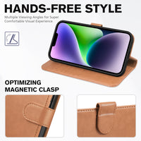 iPhone 14, [RFID Blocking] 4 Card Holder Stand [Shockproof TPU Interior Shell], PU Leather Magnetic Protective Flip Cover 6.1" 2022, Black - 7DAY'S