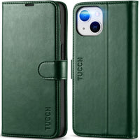iPhone 14, [RFID Blocking] 4 Card Holder Stand [Shockproof TPU Interior Shell], PU Leather Magnetic Protective Flip Cover 6.1" 2022, Black - 7DAY'S