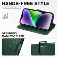 iPhone 14, [RFID Blocking] 4 Card Holder Stand [Shockproof TPU Interior Shell], PU Leather Magnetic Protective Flip Cover 6.1" 2022, Black - 7DAY'S