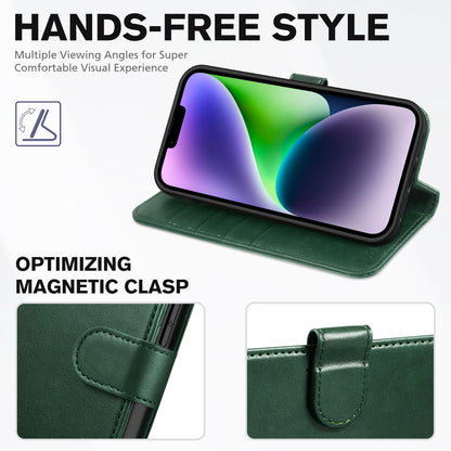 iPhone 14, [RFID Blocking] 4 Card Holder Stand [Shockproof TPU Interior Shell], PU Leather Magnetic Protective Flip Cover 6.1" 2022, Black - 7DAY'S