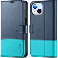 iPhone 14, [RFID Blocking] 4 Card Holder Stand [Shockproof TPU Interior Shell], PU Leather Magnetic Protective Flip Cover 6.1" 2022, Black - 7DAY'S
