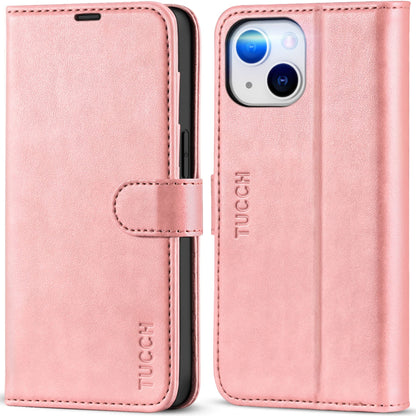 iPhone 14, [RFID Blocking] 4 Card Holder Stand [Shockproof TPU Interior Shell], PU Leather Magnetic Protective Flip Cover 6.1" 2022, Black - 7DAY'S