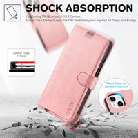 iPhone 14, [RFID Blocking] 4 Card Holder Stand [Shockproof TPU Interior Shell], PU Leather Magnetic Protective Flip Cover 6.1" 2022, Black - 7DAY'S