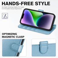 iPhone 14, [RFID Blocking] 4 Card Holder Stand [Shockproof TPU Interior Shell], PU Leather Magnetic Protective Flip Cover 6.1" 2022, Black - 7DAY'S