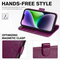 iPhone 14, [RFID Blocking] 4 Card Holder Stand [Shockproof TPU Interior Shell], PU Leather Magnetic Protective Flip Cover 6.1" 2022, Black - 7DAY'S