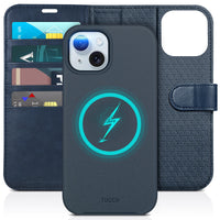 iPhone 15 6.1", Kickstand PU Leather [RFID Blocking] 4 Card Holder Magnetic Stand Protective Cover [TPU Shockproof Inner Shell] 5G 2023, Black - 7DAY'S