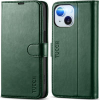 iPhone 15 6.1", Kickstand PU Leather [RFID Blocking] 4 Card Holder Magnetic Stand Protective Cover [TPU Shockproof Inner Shell] 5G 2023, Black - 7DAY'S