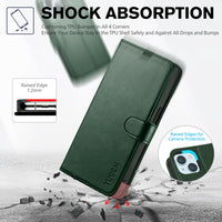 iPhone 15 6.1", Kickstand PU Leather [RFID Blocking] 4 Card Holder Magnetic Stand Protective Cover [TPU Shockproof Inner Shell] 5G 2023, Black - 7DAY'S