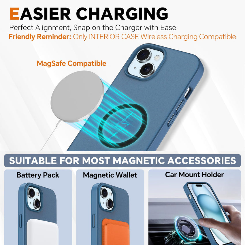 iPhone 15 6.1", Kickstand PU Leather [RFID Blocking] 4 Card Holder Magnetic Stand Protective Cover [TPU Shockproof Inner Shell] 5G 2023, Black - 7DAY'S