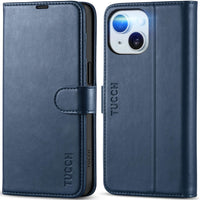 iPhone 15 6.1", Kickstand PU Leather [RFID Blocking] 4 Card Holder Magnetic Stand Protective Cover [TPU Shockproof Inner Shell] 5G 2023, Black - 7DAY'S