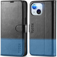 iPhone 15 6.1", Kickstand PU Leather [RFID Blocking] 4 Card Holder Magnetic Stand Protective Cover [TPU Shockproof Inner Shell] 5G 2023, Black - 7DAY'S