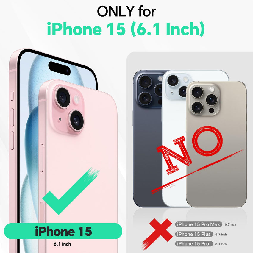 iPhone 15 6.1", Kickstand PU Leather [RFID Blocking] 4 Card Holder Magnetic Stand Protective Cover [TPU Shockproof Inner Shell] 5G 2023, Black - 7DAY'S
