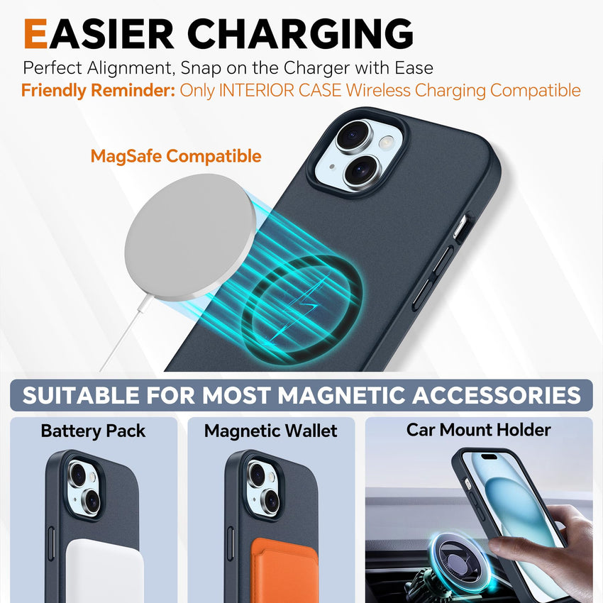 iPhone 15 6.1", Kickstand PU Leather [RFID Blocking] 4 Card Holder Magnetic Stand Protective Cover [TPU Shockproof Inner Shell] 5G 2023, Black - 7DAY'S