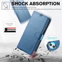 iPhone 15 6.1", Kickstand PU Leather [RFID Blocking] 4 Card Holder Magnetic Stand Protective Cover [TPU Shockproof Inner Shell] 5G 2023, Black - 7DAY'S