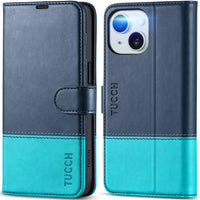 iPhone 15 6.1", Kickstand PU Leather [RFID Blocking] 4 Card Holder Magnetic Stand Protective Cover [TPU Shockproof Inner Shell] 5G 2023, Black - 7DAY'S