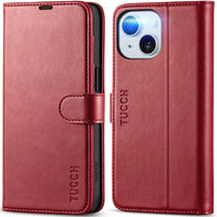 iPhone 15 6.1", Kickstand PU Leather [RFID Blocking] 4 Card Holder Magnetic Stand Protective Cover [TPU Shockproof Inner Shell] 5G 2023, Black - 7DAY'S