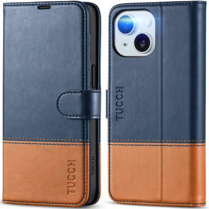 iPhone 15 6.1", Kickstand PU Leather [RFID Blocking] 4 Card Holder Magnetic Stand Protective Cover [TPU Shockproof Inner Shell] 5G 2023, Black - 7DAY'S