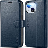 iPhone 15 6.1", Kickstand PU Leather [RFID Blocking] 4 Card Holder Magnetic Stand Protective Cover [TPU Shockproof Inner Shell] 5G 2023, Black - 7DAY'S