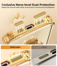 iPhone 15 Case with Integrated Lens Protection, [Foldable Stand & Ring Holder] [Compatible with Magsafe], Glossy Shockproof Bumper Stylish Women Case for iPhone 15, Gold - 7DAY'S