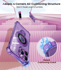 iPhone 15 Pro Max Case with Integrated Lens Protection, [Foldable Stand & Ring Holder] [Compatible with Magsafe], Glossy Shockproof Bumper Stylish Women Case for iPhone 15 Pro Max, Purple - 7DAY'S