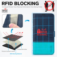 iPhone 15 Pro Max, RFID Blocking 4 Card Holder Kickstand Shockproof TPU Inner Case, PU Leather Magnetic Flip Folio Cover, Black - 7DAY'S