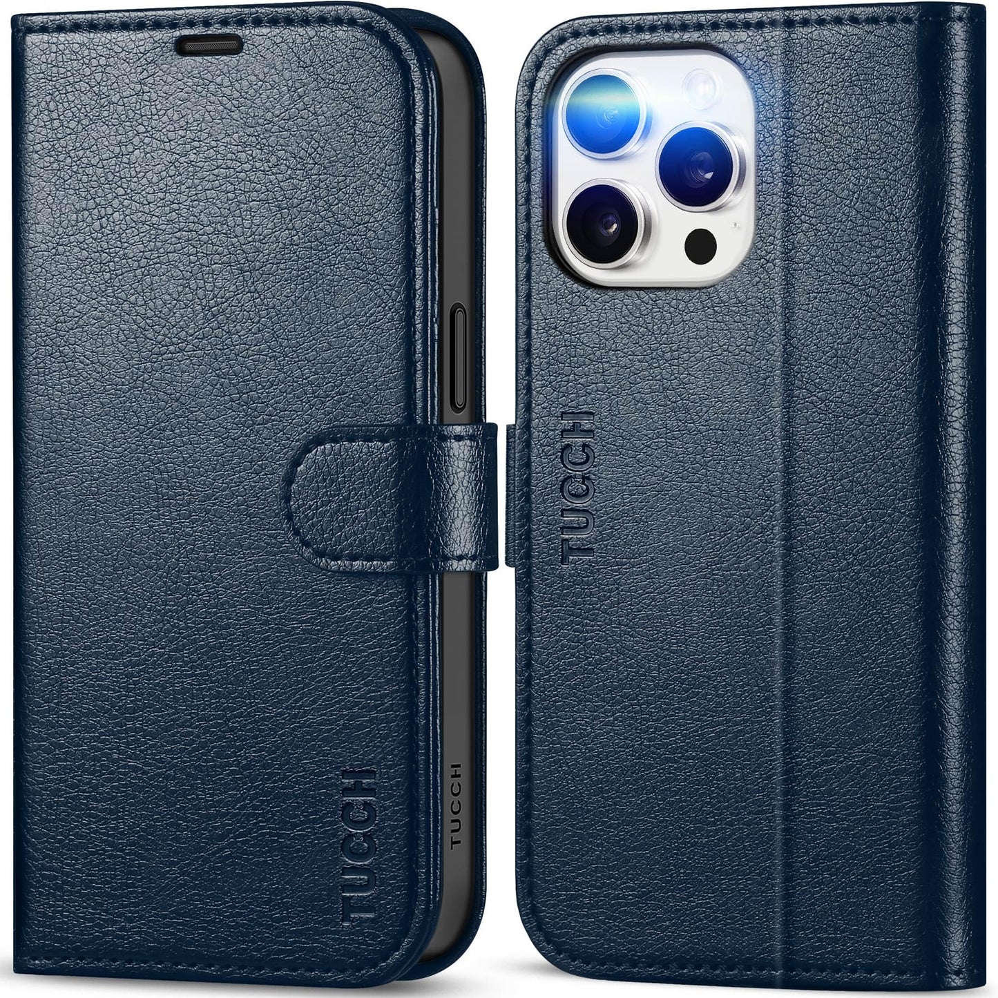 iPhone 15 Pro Max, RFID Blocking 4 Card Holder Kickstand Shockproof TPU Inner Case, PU Leather Magnetic Flip Folio Cover, Black - 7DAY'S