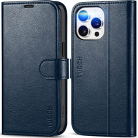 iPhone 15 Pro Max, RFID Blocking 4 Card Holder Kickstand Shockproof TPU Inner Case, PU Leather Magnetic Flip Folio Cover, Black - 7DAY'S