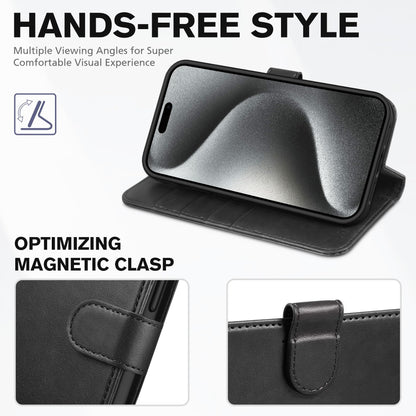 iPhone 15 Pro Max, RFID Blocking 4 Card Holder Kickstand Shockproof TPU Inner Case, PU Leather Magnetic Flip Folio Cover, Black - 7DAY'S