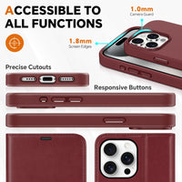 iPhone 15 Pro Max, RFID Blocking 4 Card Holder Kickstand Shockproof TPU Inner Case, PU Leather Magnetic Flip Folio Cover, Black - 7DAY'S