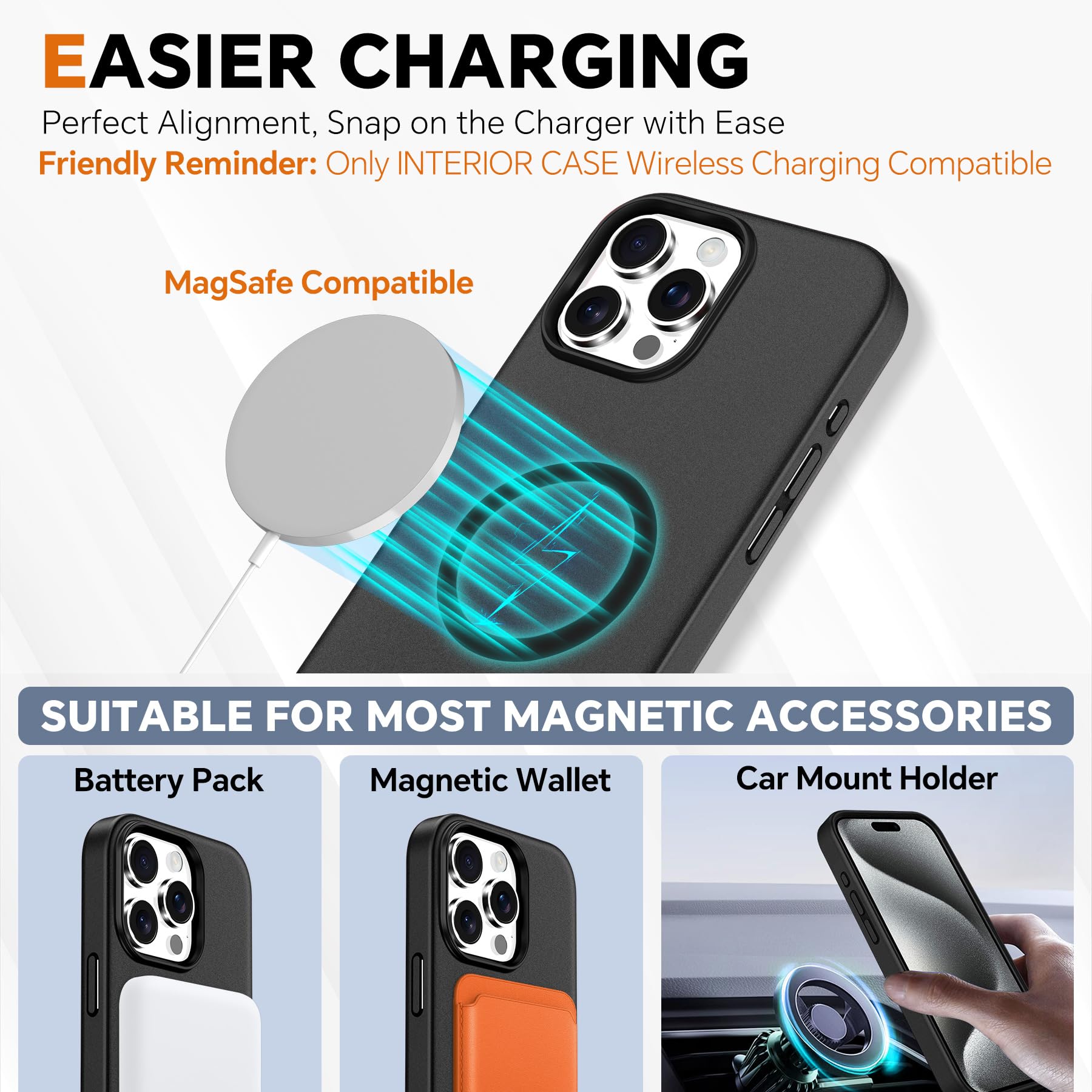 iPhone 15 Pro Max, RFID Blocking 4 Card Holder Kickstand Shockproof TPU Inner Case, PU Leather Magnetic Flip Folio Cover, Black - 7DAY'S