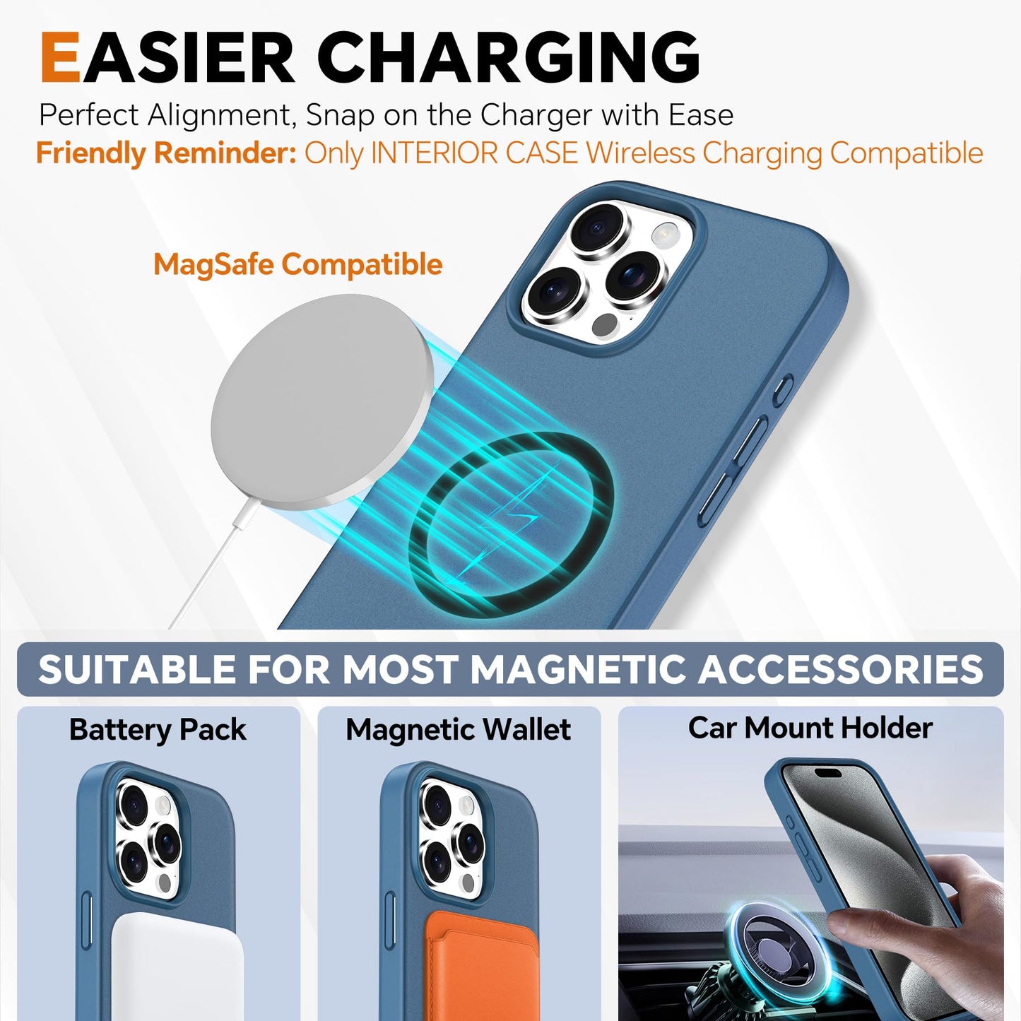 iPhone 15 Pro Max, RFID Blocking 4 Card Holder Kickstand Shockproof TPU Inner Case, PU Leather Magnetic Flip Folio Cover, Black - 7DAY'S