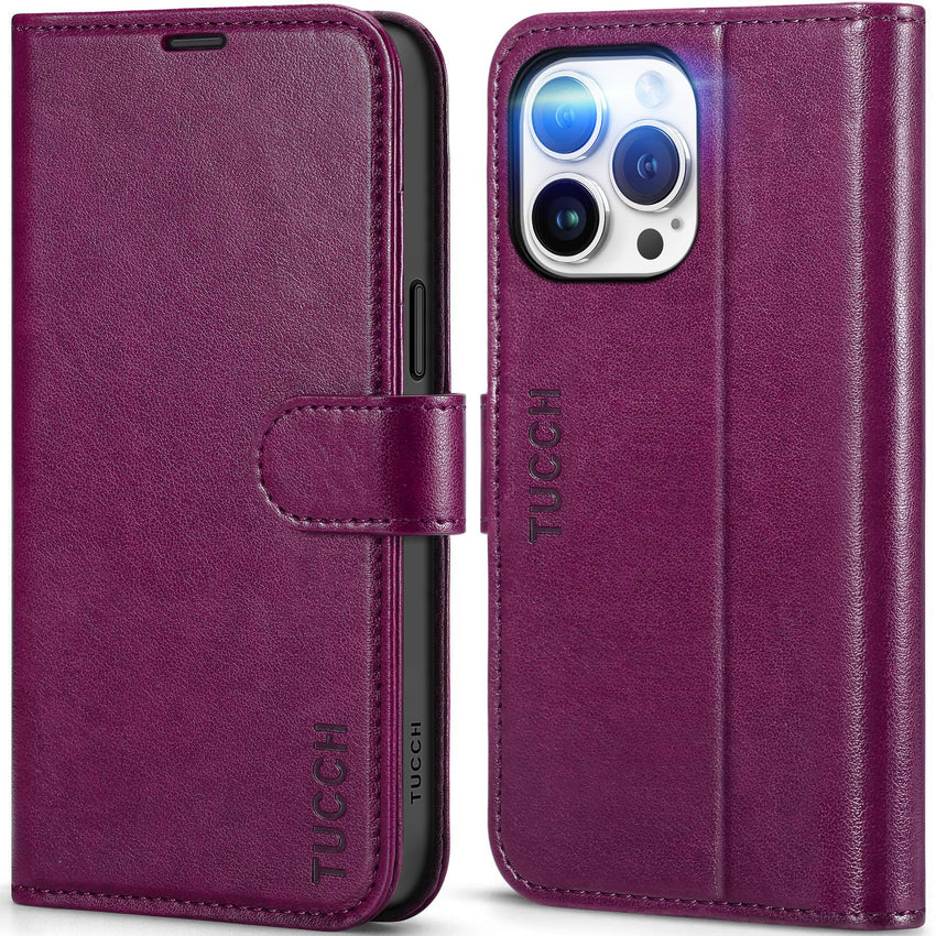 iPhone 15 Pro Max, RFID Blocking 4 Card Holder Kickstand Shockproof TPU Inner Case, PU Leather Magnetic Flip Folio Cover, Black - 7DAY'S