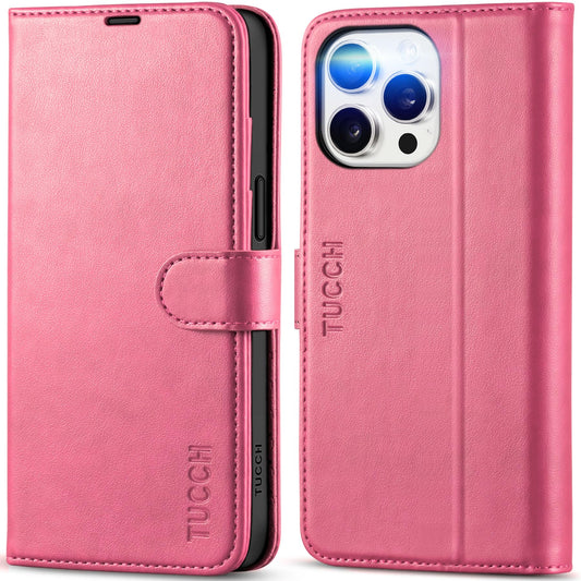 iPhone 15 Pro Max, RFID Blocking 4 Card Holder Kickstand Shockproof TPU Inner Case, PU Leather Magnetic Flip Folio Cover, Black - 7DAY'S