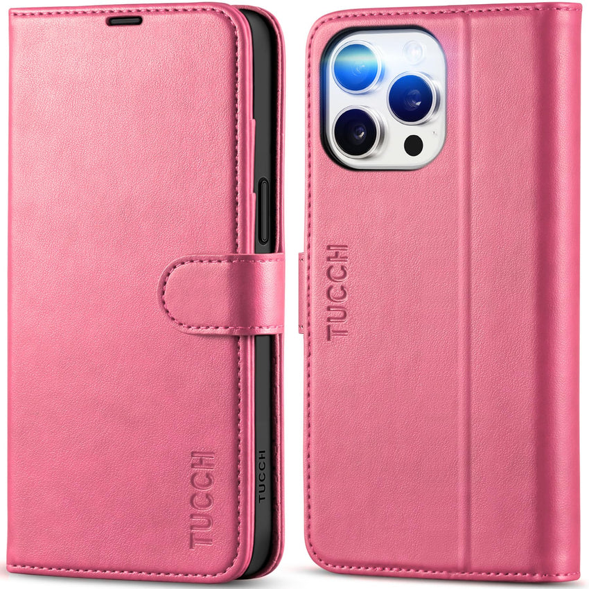 iPhone 15 Pro Max, RFID Blocking 4 Card Holder Kickstand Shockproof TPU Inner Case, PU Leather Magnetic Flip Folio Cover, Black - 7DAY'S