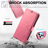 iPhone 15 Pro Max, RFID Blocking 4 Card Holder Kickstand Shockproof TPU Inner Case, PU Leather Magnetic Flip Folio Cover, Black - 7DAY'S