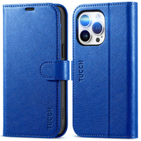 iPhone 15 Pro Max, RFID Blocking 4 Card Holder Kickstand Shockproof TPU Inner Case, PU Leather Magnetic Flip Folio Cover, Black - 7DAY'S