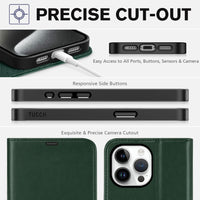 iPhone 15 Pro Max, RFID Blocking 4 Card Holder Kickstand Shockproof TPU Inner Case, PU Leather Magnetic Flip Folio Cover, Black - 7DAY'S