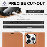 iPhone 15 Pro Max, RFID Blocking 4 Card Holder Kickstand Shockproof TPU Inner Case, PU Leather Magnetic Flip Folio Cover, Black - 7DAY'S