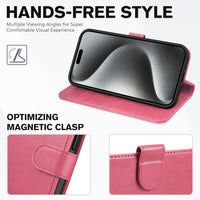 iPhone 15 Pro Max, RFID Blocking 4 Card Holder Kickstand Shockproof TPU Inner Case, PU Leather Magnetic Flip Folio Cover, Black - 7DAY'S