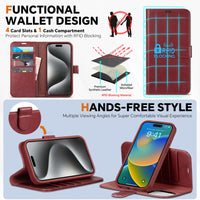 iPhone 15 Pro Max, RFID Blocking 4 Card Holder Kickstand Shockproof TPU Inner Case, PU Leather Magnetic Flip Folio Cover, Black - 7DAY'S