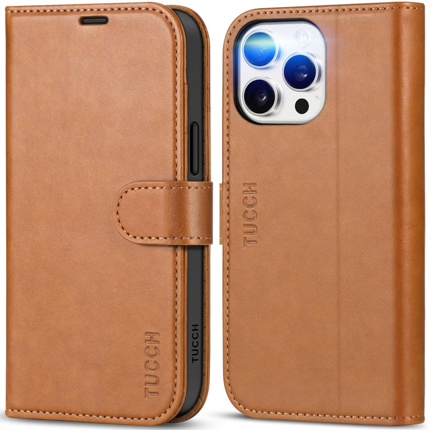 iPhone 15 Pro Max, RFID Blocking 4 Card Holder Kickstand Shockproof TPU Inner Case, PU Leather Magnetic Flip Folio Cover, Black - 7DAY'S