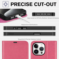 iPhone 15 Pro Max, RFID Blocking 4 Card Holder Kickstand Shockproof TPU Inner Case, PU Leather Magnetic Flip Folio Cover, Black - 7DAY'S