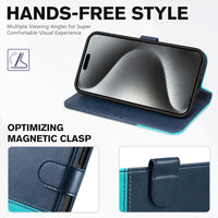 iPhone 15 Pro Max, RFID Blocking 4 Card Holder Kickstand Shockproof TPU Inner Case, PU Leather Magnetic Flip Folio Cover, Black - 7DAY'S