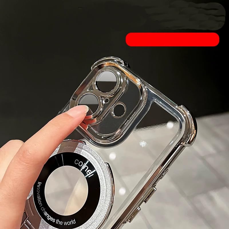 iPhone 16 Pro Max Case with Integrated Lens Protection, [Foldable Stand & Ring Holder] [Raised Cushioning Guard], Glitter Metallic Glossy Bumper Women Case 6.9 inch, Gold - 7DAY'S