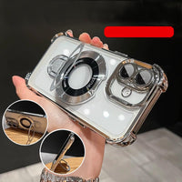 iPhone 16 Pro Max Case with Integrated Lens Protection, [Foldable Stand & Ring Holder] [Raised Cushioning Guard], Glitter Metallic Glossy Bumper Women Case 6.9 inch, Gold - 7DAY'S