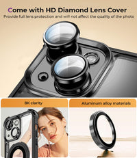 iPhone 16 Pro Max Case with Integrated Lens Protection, [Foldable Stand & Ring Holder] [Raised Cushioning Guard], Glitter Metallic Glossy Bumper Women Case 6.9 inch, Gold - 7DAY'S