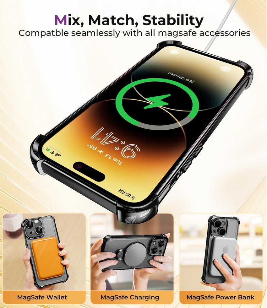 iPhone 16 Pro Max Case with Integrated Lens Protection, [Foldable Stand & Ring Holder] [Raised Cushioning Guard], Glitter Metallic Glossy Bumper Women Case 6.9 inch, Gold - 7DAY'S